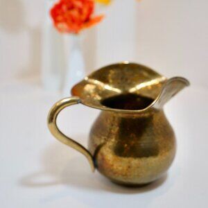 Vintage Hammered Brass Pitcher